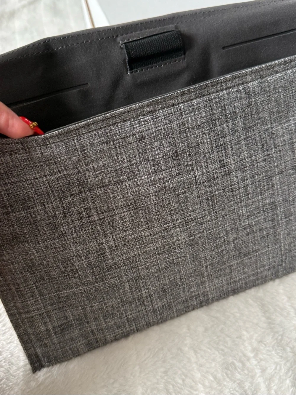 T.J.Maxx Gray Fabric portfolio case with Gold Accent Plate